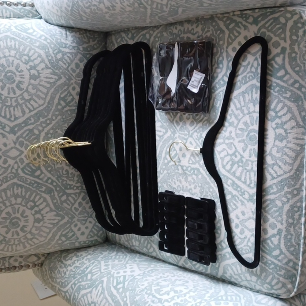 Black hangers and hanger clips